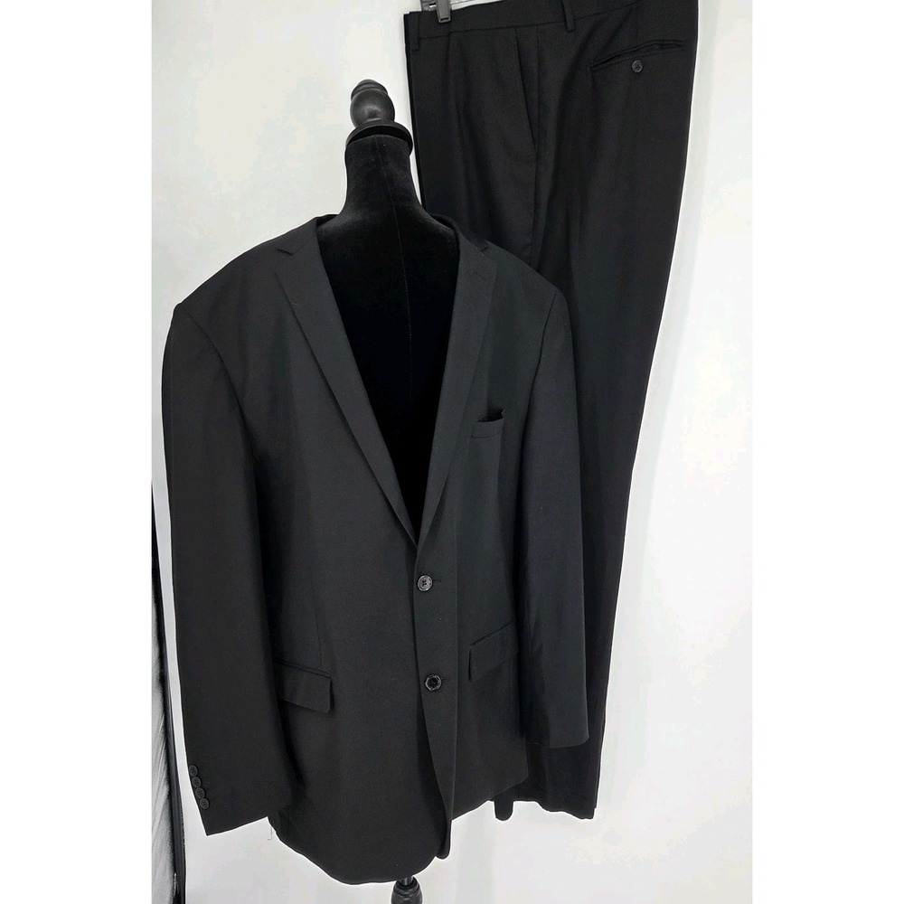 Alain Dupetit Mens Suit 54L 50x38 Black Unhemmed Pants 2 Piece